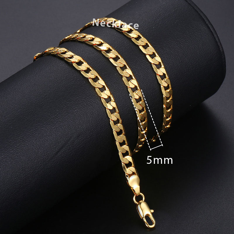 Trendsmax Gold Necklace For Men Women Figaro Rope Cuban Link Chain Necklace Male Collar Fashion Gift Jewelry Hip Hop 18-24" GNN2