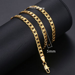 Trendsmax Gold Necklace For Men Women Figaro Rope Cuban Link Chain Necklace Male Collar Fashion Gift Jewelry Hip Hop 18-24" GNN2