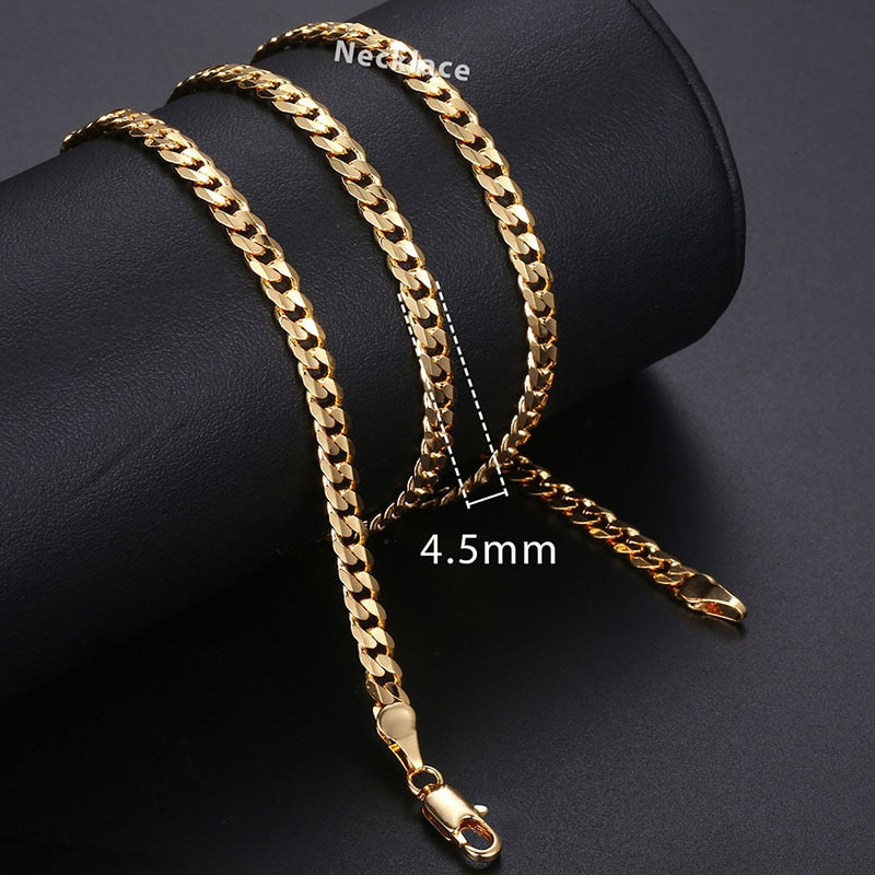 Trendsmax Gold Necklace For Men Women Figaro Rope Cuban Link Chain Necklace Male Collar Fashion Gift Jewelry Hip Hop 18-24" GNN2