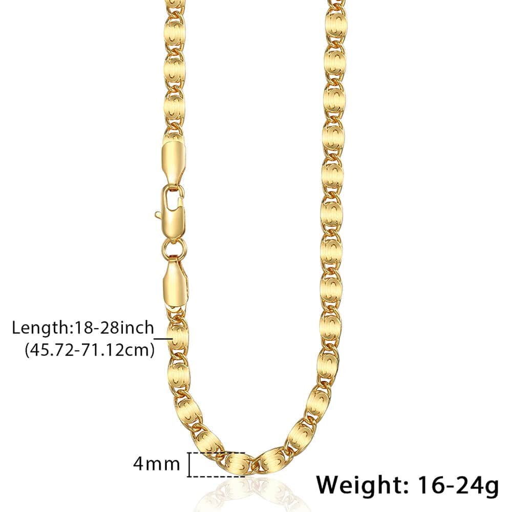 Necklace For Women Men Gold Filled Figaro Rope Snake Curb Cuban Link Chain Mens Womens Fashion Jewelry 18-24" GNN2