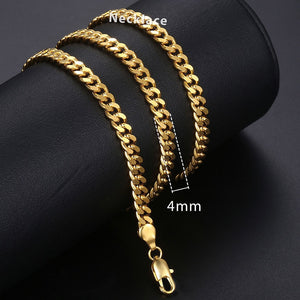Trendsmax Gold Necklace For Men Women Figaro Rope Cuban Link Chain Necklace Male Collar Fashion Gift Jewelry Hip Hop 18-24" GNN2