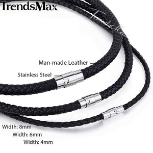 Classic Men's Leather Necklace Choker Black Brown Braided Rope Necklace for Men Gifts Wholesale Dropshipping Male Jewelry UNM27