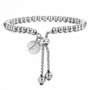 Trendsmax Adjustable Beaded Bracelets Stainless Steel Initial Letter Charm Bracelet for Men Women Jewelry Gift DB249