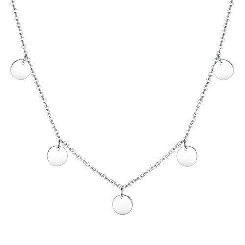 ELESHE 2019 New Luxury Fashion Round Coin Choker Necklace for Women 925 Sterling Silver Chain Necklace Collier Femme