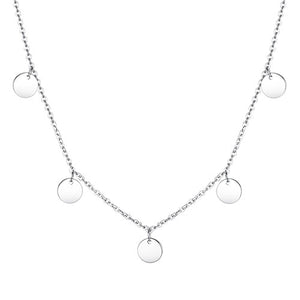 ELESHE 2019 New Luxury Fashion Round Coin Choker Necklace for Women 925 Sterling Silver Chain Necklace Collier Femme