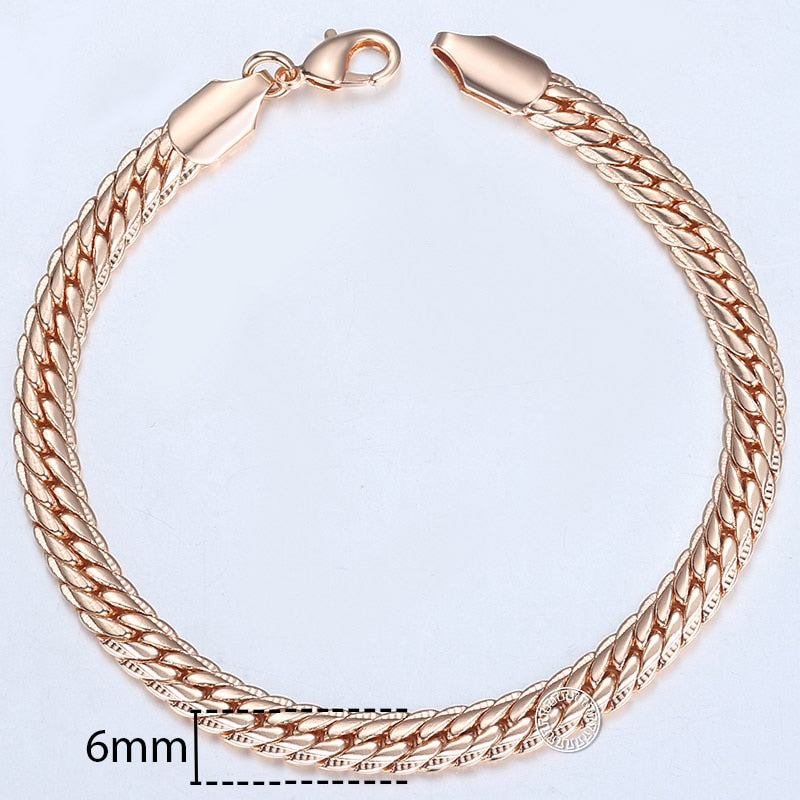 20cm 585 Rose Gold filled Bracelet For Women Men Curb Snail Foxtail Venitian Link Chains Womens Mens Bracelets Fashion Gift CBB1