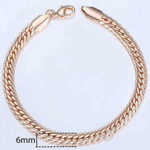 20cm 585 Rose Gold filled Bracelet For Women Men Curb Snail Foxtail Venitian Link Chains Womens Mens Bracelets Fashion Gift CBB1