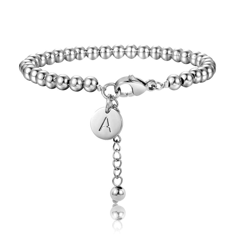 Trendsmax Adjustable Beaded Bracelets Stainless Steel Initial Letter Charm Bracelet for Men Women Jewelry Gift DB249