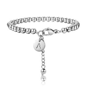 Trendsmax Adjustable Beaded Bracelets Stainless Steel Initial Letter Charm Bracelet for Men Women Jewelry Gift DB249