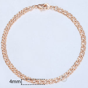 20cm 585 Rose Gold filled Bracelet For Women Men Curb Snail Foxtail Venitian Link Chains Womens Mens Bracelets Fashion Gift CBB1