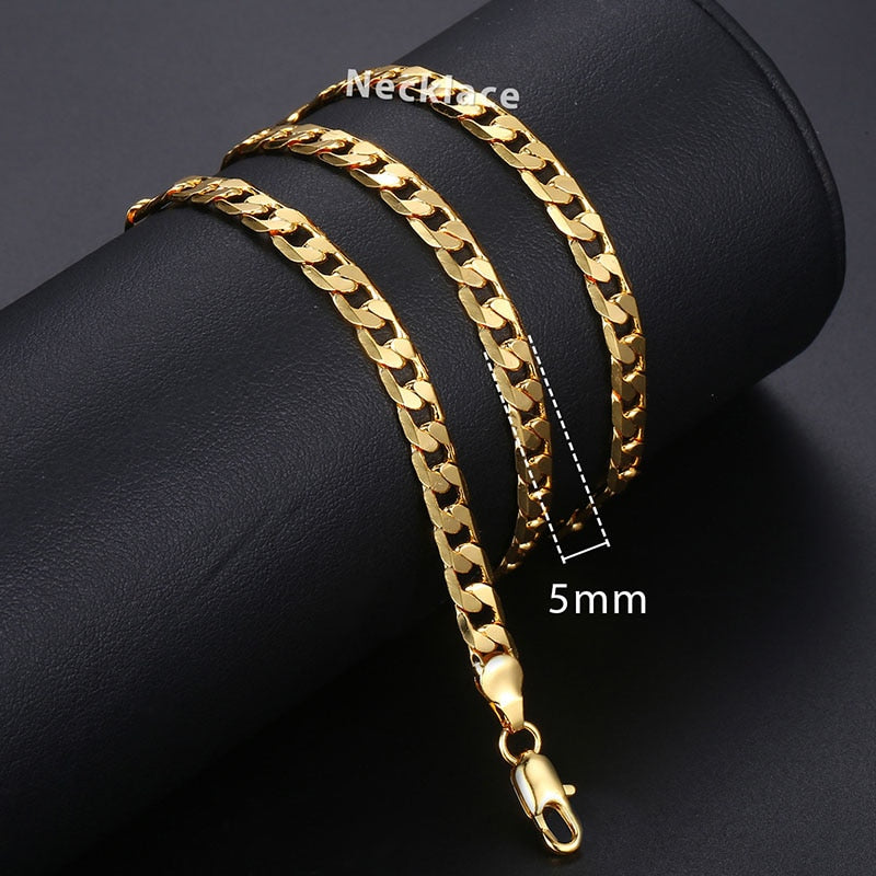 Necklace For Women Men Gold Filled Figaro Rope Snake Curb Cuban Link Chain Mens Womens Fashion Jewelry 18-24" GNN2