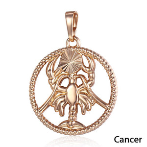 Zodiac Sign 12 Constellation Pendant Necklace for Women Men 585 Rose Gold Womens Necklace Mens Chain Gift Fashion Jewelry GPM21