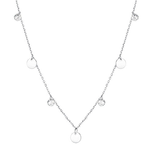 ELESHE 2019 New Luxury Fashion Round Coin Choker Necklace for Women 925 Sterling Silver Chain Necklace Collier Femme