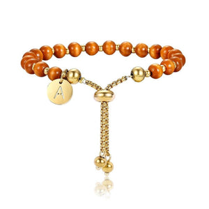 Trendsmax Adjustable Beaded Bracelets Stainless Steel Initial Letter Charm Bracelet for Men Women Jewelry Gift DB249