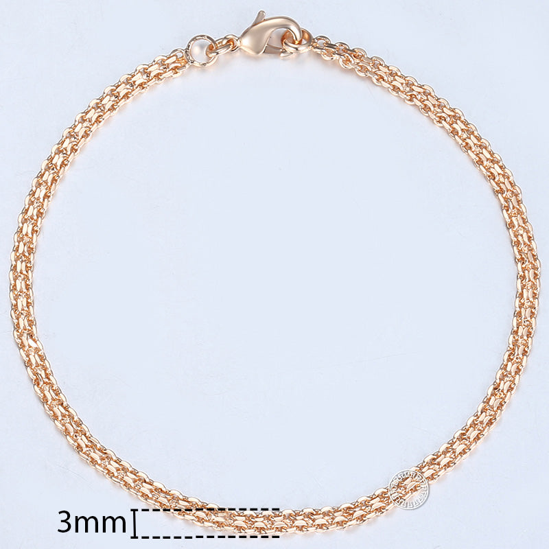 20cm 585 Rose Gold filled Bracelet For Women Men Curb Snail Foxtail Venitian Link Chains Womens Mens Bracelets Fashion Gift CBB1