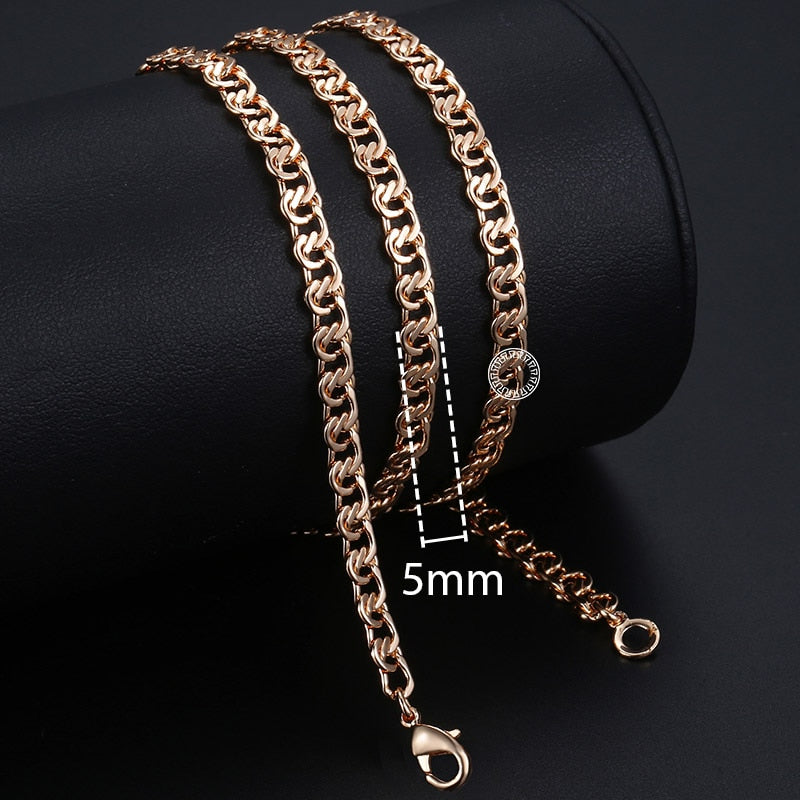 Personalize Necklace For Women Men 585 Rose Gold Venitian Curb Snail Foxtail Link Chains Necklace Fashion Jewelry 50cm 60cm CNN1