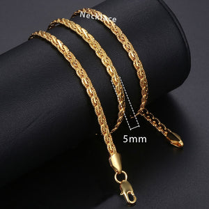 Necklace For Women Men Gold Filled Figaro Rope Snake Curb Cuban Link Chain Mens Womens Fashion Jewelry 18-24" GNN2