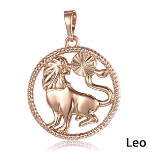 Zodiac Sign 12 Constellation Pendant Necklace for Women Men 585 Rose Gold Womens Necklace Mens Chain Gift Fashion Jewelry GPM21