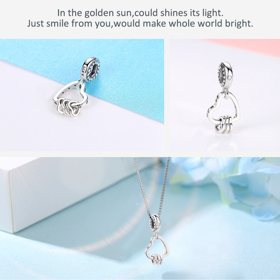 ELESHE Original 925 Sterling Silver Charms Fit Pandora Charm Bracelets Fashion Jewelry DIY I LOVE READING Book Charm Beads