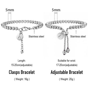Trendsmax Adjustable Beaded Bracelets Stainless Steel Initial Letter Charm Bracelet for Men Women Jewelry Gift DB249