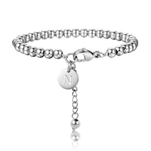 Trendsmax Adjustable Beaded Bracelets Stainless Steel Initial Letter Charm Bracelet for Men Women Jewelry Gift DB249