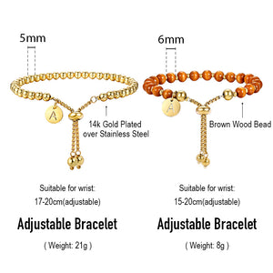 Trendsmax Adjustable Beaded Bracelets Stainless Steel Initial Letter Charm Bracelet for Men Women Jewelry Gift DB249