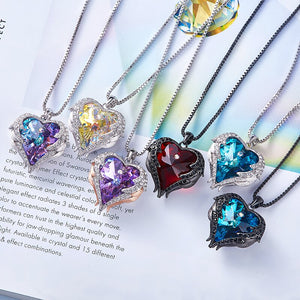 CDE Fashion Angel Wings Heart Shape Pendant Necklace with Amethyst Crystal for Women Fine Jewelry Valentine's Day Gifts