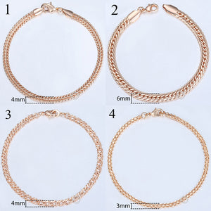 20cm 585 Rose Gold filled Bracelet For Women Men Curb Snail Foxtail Venitian Link Chains Womens Mens Bracelets Fashion Gift CBB1