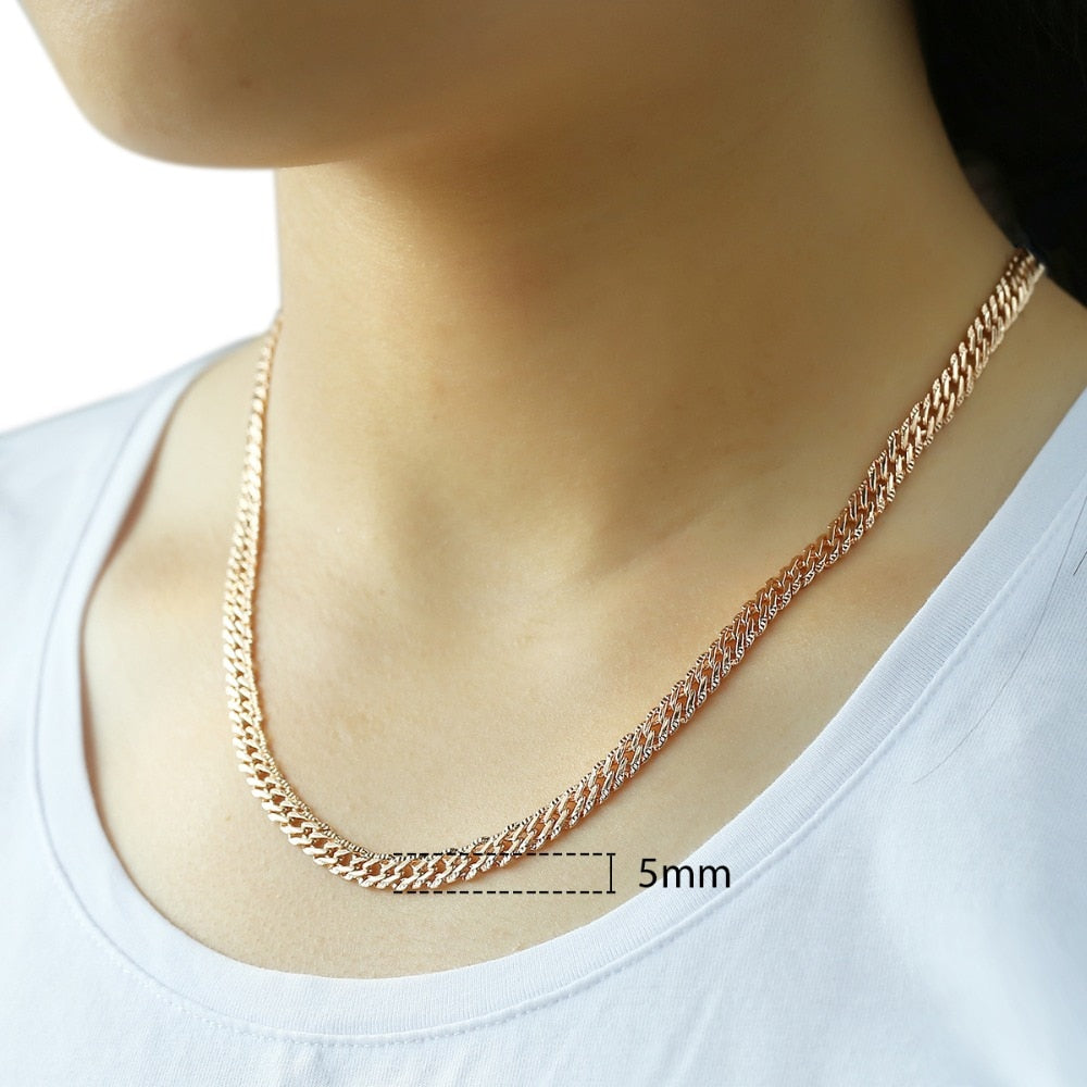 Trendsmax 5mm Necklaces for Women Girls 585 Rose Gold Bismark Link Chain Women's Necklace Fashion Jewelry Gifts 45-50cm GN452