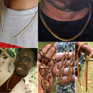 Trendsmax Gold Necklace For Men Women Figaro Rope Cuban Link Chain Necklace Male Collar Fashion Gift Jewelry Hip Hop 18-24" GNN2