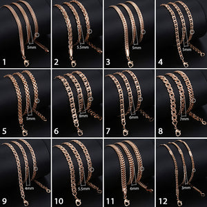 Personalize Necklace For Women Men 585 Rose Gold Venitian Curb Snail Foxtail Link Chains Necklace Fashion Jewelry 50cm 60cm CNN1