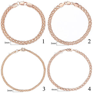 5mm Bracelet for Women Girls 585 Rose Gold Bismark Link Chain Bracelet Woman Jewelry Hot Party Jewelry Gifts 18cm 20cm GB422