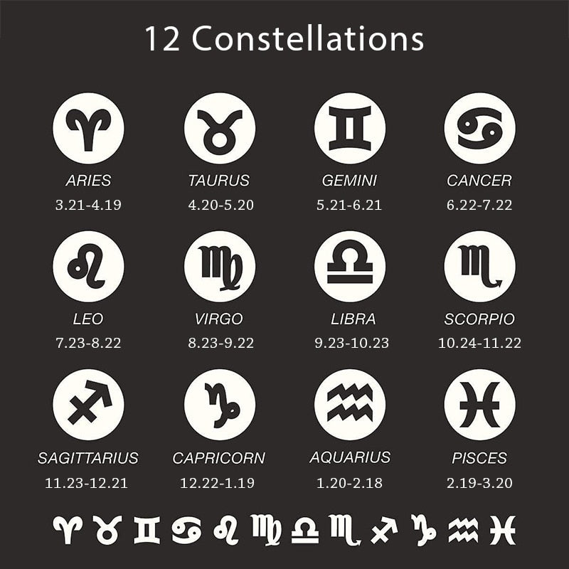 Zodiac Sign 12 Constellation Pendant Necklace for Women Men 585 Rose Gold Womens Necklace Mens Chain Gift Fashion Jewelry GPM21