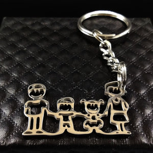 2019 Fashion New Family Stainless Steel Key Rings Jewelry Boy and Girl Silver Color keychain Gifts chaveiros K7641B