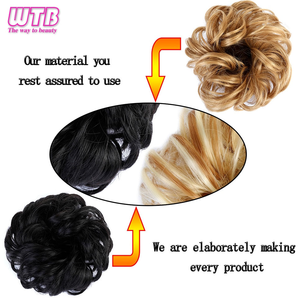 Women Curly Chignon Hair Clip In Hairpiece Extensions Bun for Brides 8 Colors Synthetic High Temperature Fiber Chignon