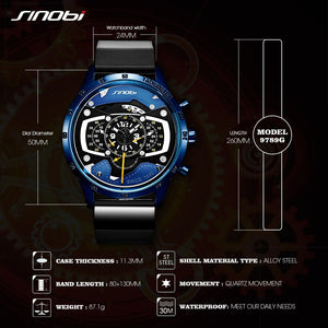 Relojes Hombre SINOBI Car Creative Men Watch Mens Fashion Speed Racing Sport Time Chronograph Silicone Watches Quartz Wristwatch