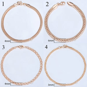 20cm Bracelets For Women Men 585 Rose Gold Curb Snail Foxtail Venitian Link Chains Men's Bracelets Fashion Jewelry Gifts KCBB1