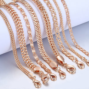 20cm 585 Rose Gold filled Bracelet For Women Men Curb Snail Foxtail Venitian Link Chains Womens Mens Bracelets Fashion Gift CBB1