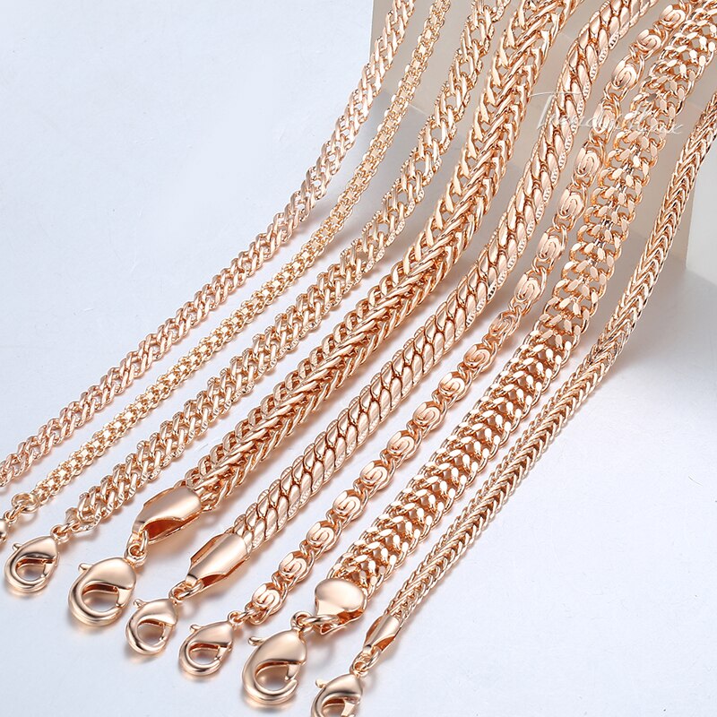 20cm 585 Rose Gold filled Bracelet For Women Men Curb Snail Foxtail Venitian Link Chains Womens Mens Bracelets Fashion Gift CBB1