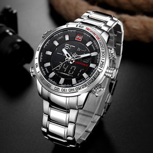NAVIFORCE Top Brand Men Military Sport Watches Mens LED Analog Digital Watch Male Army Stainless Quartz Clock Relogio Masculino
