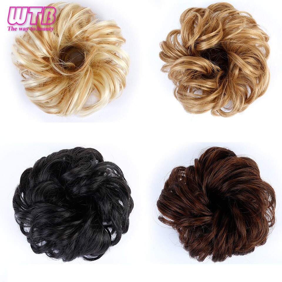 Women Curly Chignon Hair Clip In Hairpiece Extensions Bun for Brides 8 Colors Synthetic High Temperature Fiber Chignon