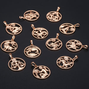 Zodiac Sign 12 Constellation Pendant Necklace for Women Men 585 Rose Gold Womens Necklace Mens Chain Gift Fashion Jewelry GPM21