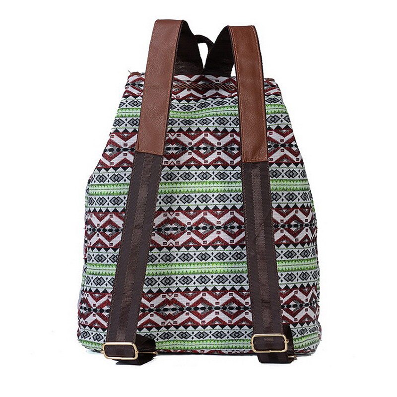 Vintage Women Girls School Bag Bohemian Drawstring Printing Designer Canvas Cloth Backpack Female Traveling Shoulder Bag