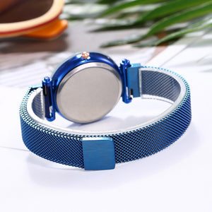 vansvar Quartz Stainless Steel Band Mesh Magnet Buckle Starry Sky Analog Wrist Watch relojes para hombre clock mechanism silent