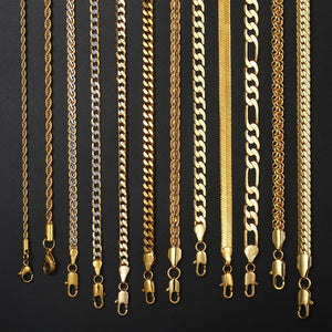 Trendsmax Gold Necklace For Men Women Figaro Rope Cuban Link Chain Necklace Male Collar Fashion Gift Jewelry Hip Hop 18-24" GNN2