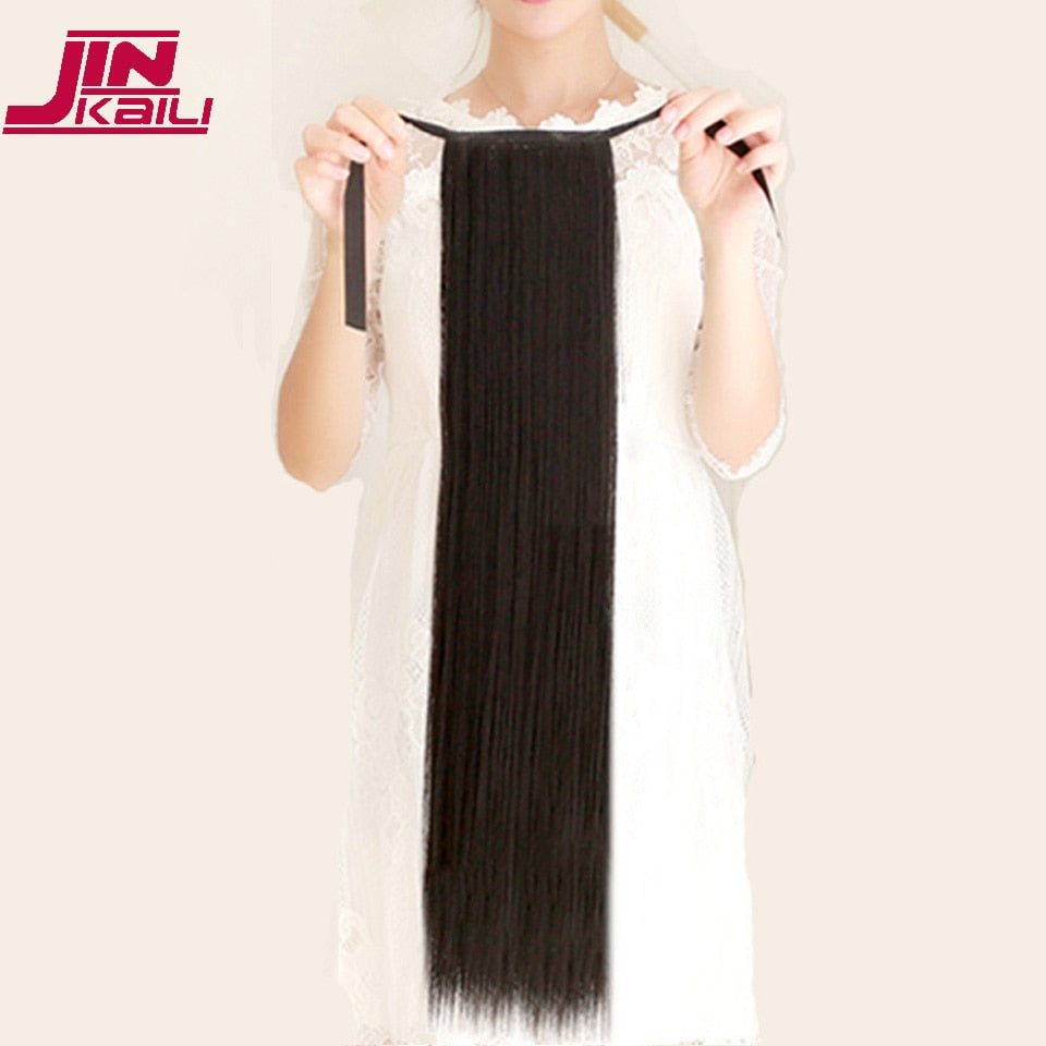 JINKAILI 85cm 32 "Super Long Clip Droit Dans La Queue Faux Cheveux Ponytail Postiche Avec Des Épingles À Cheveux Synthétique Extensions De Queue De Poney