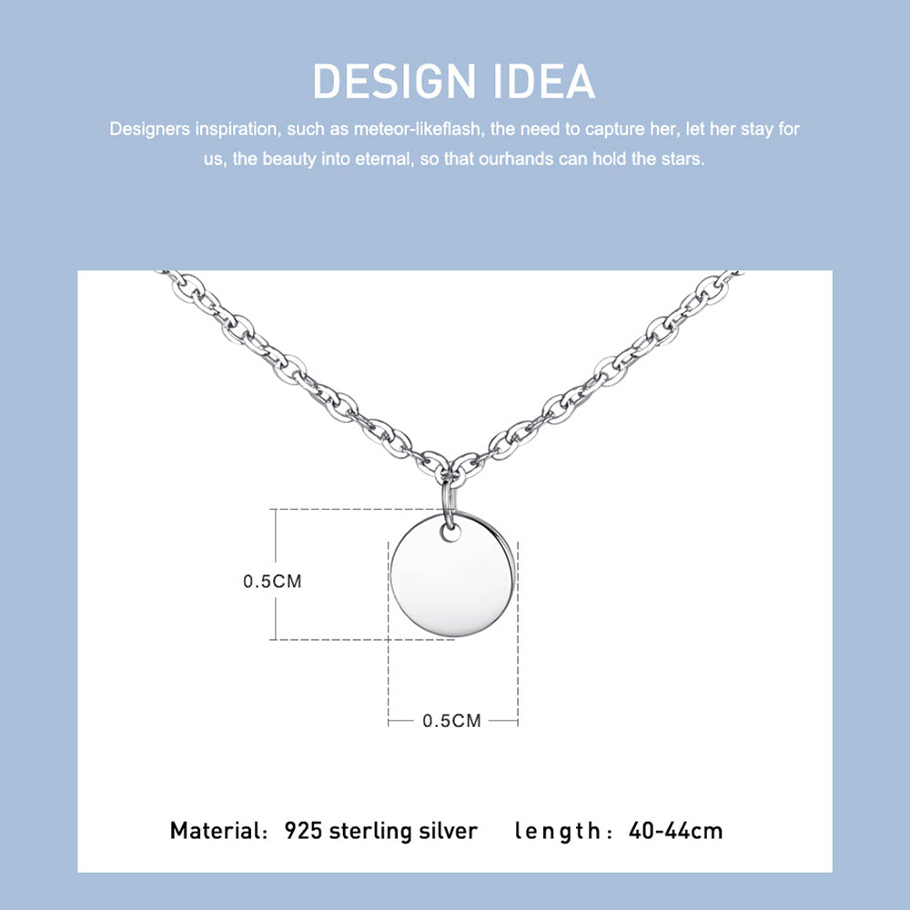 ELESHE 2019 New Luxury Fashion Round Coin Choker Necklace for Women 925 Sterling Silver Chain Necklace Collier Femme