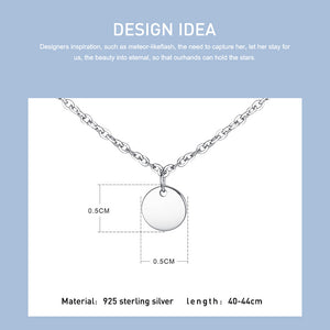 ELESHE 2019 New Luxury Fashion Round Coin Choker Necklace for Women 925 Sterling Silver Chain Necklace Collier Femme