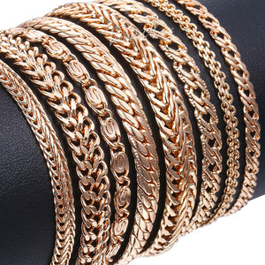 20cm 585 Rose Gold filled Bracelet For Women Men Curb Snail Foxtail Venitian Link Chains Womens Mens Bracelets Fashion Gift CBB1