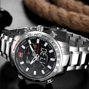 NAVIFORCE Top Brand Men Military Sport Watches Mens LED Analog Digital Watch Male Army Stainless Quartz Clock Relogio Masculino